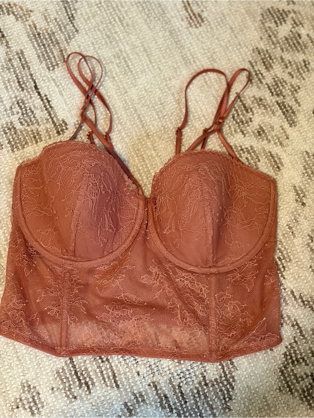 Victoria's Secret Rust Rose Lace Longline Bustier